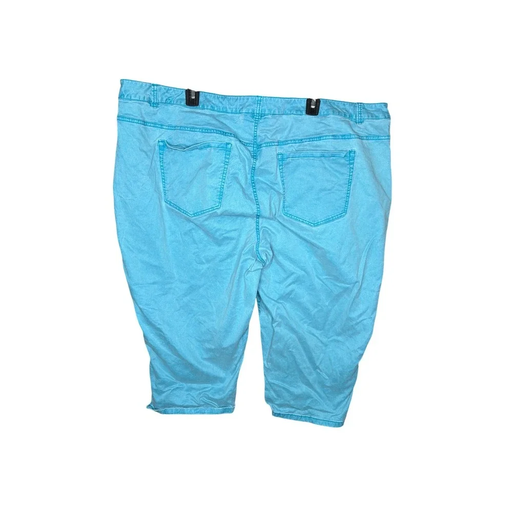 Lane Bryant Turquoise Blue Cropped Denim Jeans Plus Size‎ 28 Capris Stretch